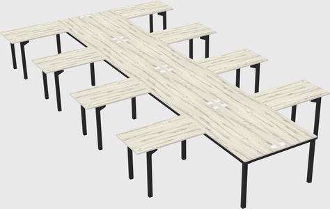 Shared l-shaped desk