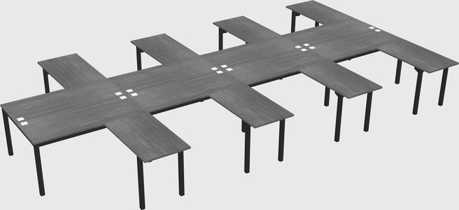 Shared l-shaped desk