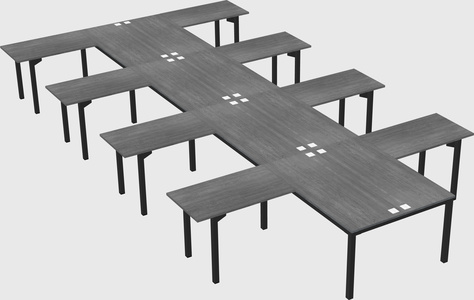 Shared l-shaped desk