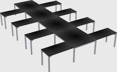Shared l-shaped desk