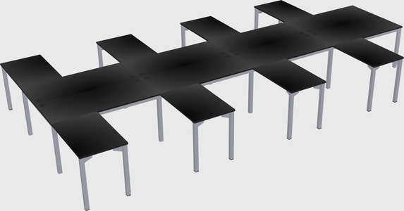 Shared l-shaped desk