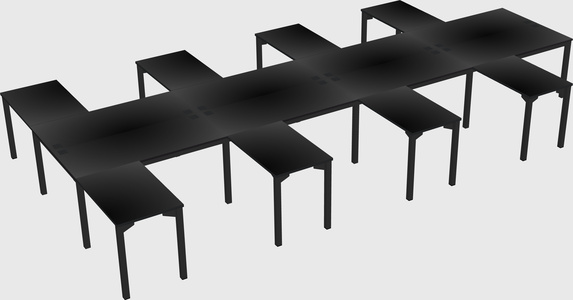 Shared l-shaped desk