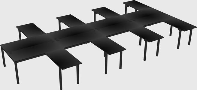 Shared l-shaped desk