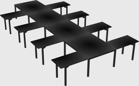 Shared l-shaped desk