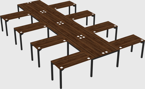 Shared l-shaped desk