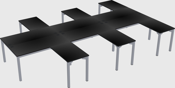 Shared l-shaped desk