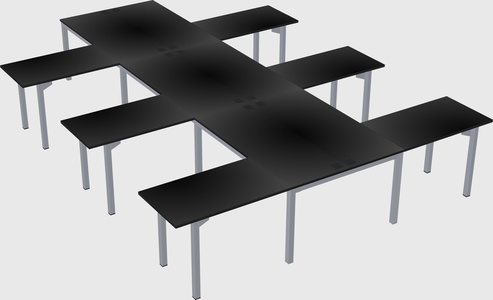 Shared l-shaped desk