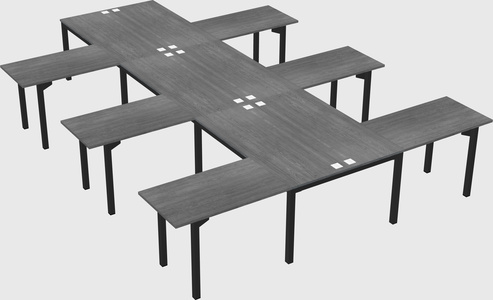 Shared l-shaped desk