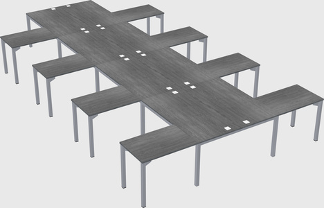 Shared l-shaped desk