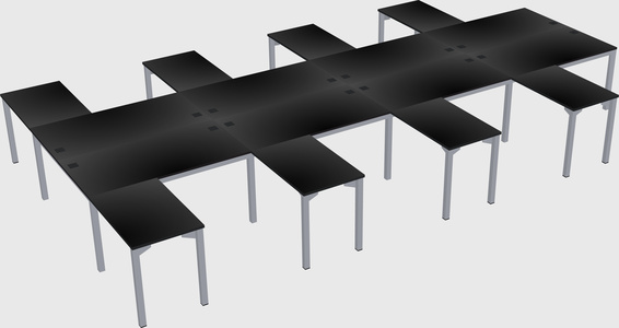 Shared l-shaped desk