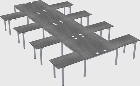 Shared l-shaped desk