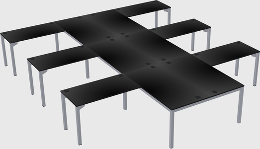 Shared l-shaped desk