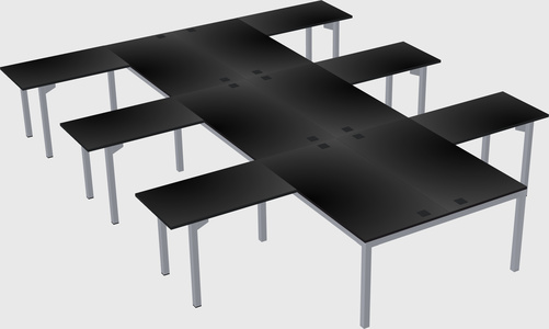 Shared l-shaped desk