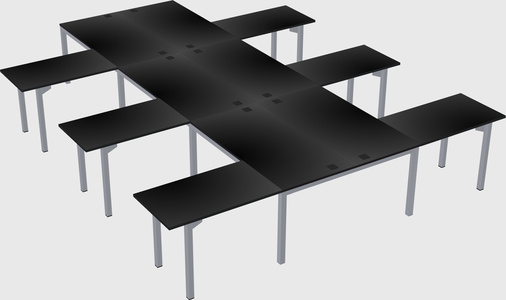 Shared l-shaped desk