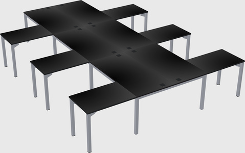 Shared l-shaped desk