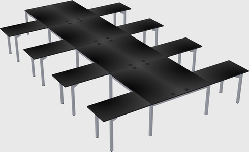 Shared l-shaped desk