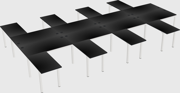 Shared l-shaped desk
