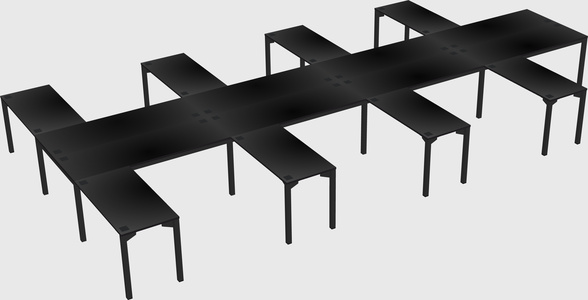 Shared l-shaped desk