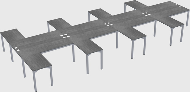 Shared l-shaped desk