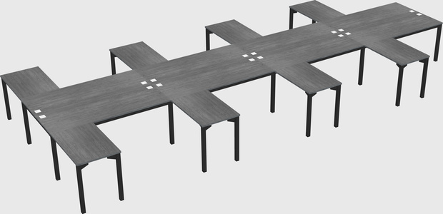 Shared l-shaped desk