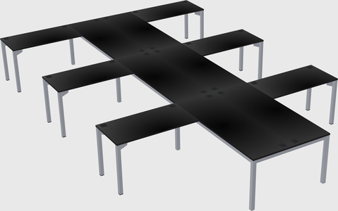 Shared l-shaped desk