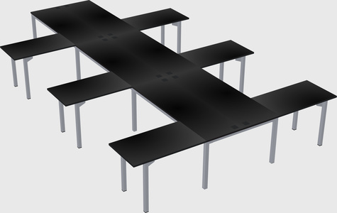 Shared l-shaped desk