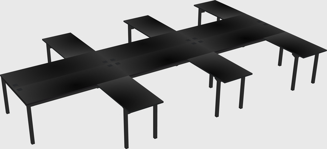 Shared l-shaped desk
