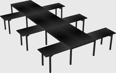 Shared l-shaped desk