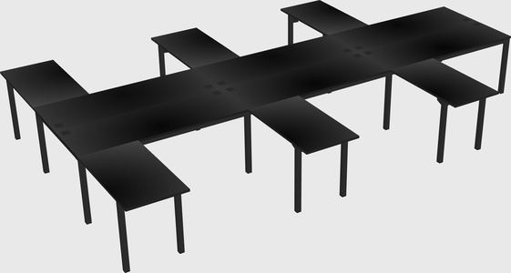 Shared l-shaped desk