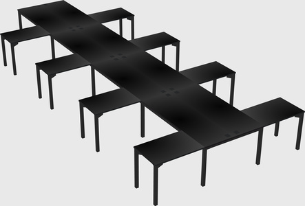 Shared l-shaped desk