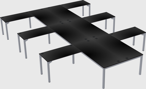 Shared l-shaped desk