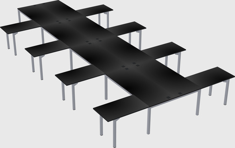 Shared l-shaped desk