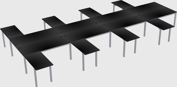 Shared l-shaped desk