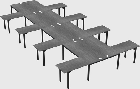 Shared l-shaped desk