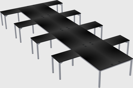 Shared l-shaped desk