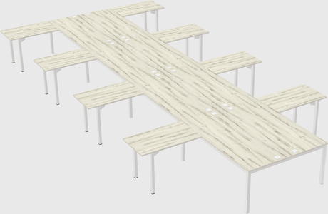 Shared l-shaped desk