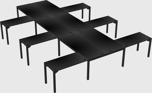 Shared l-shaped desk