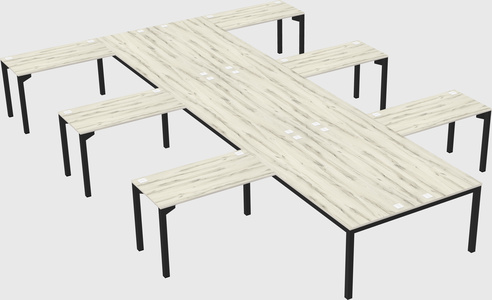 Shared l-shaped desk