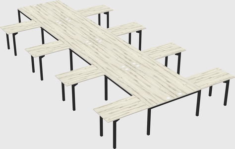Shared l-shaped desk
