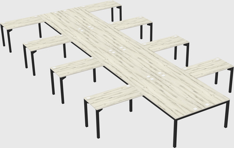 Shared l-shaped desk