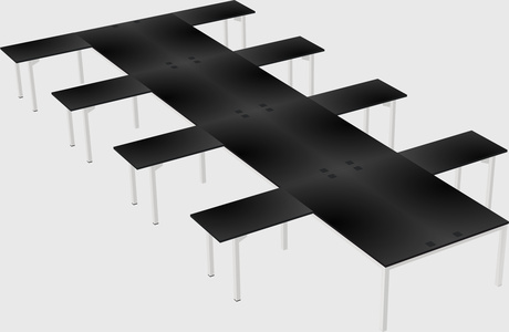 Shared l-shaped desk