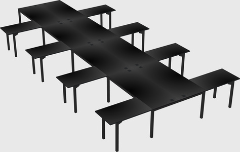 Shared l-shaped desk