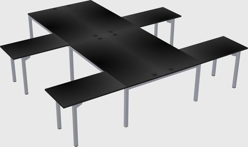 Shared l-shaped desk