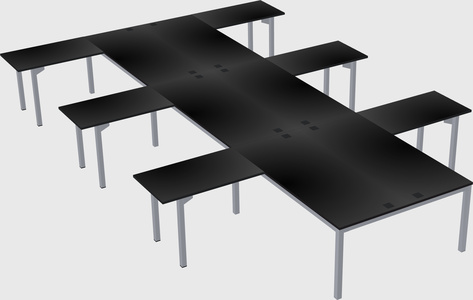 Shared l-shaped desk