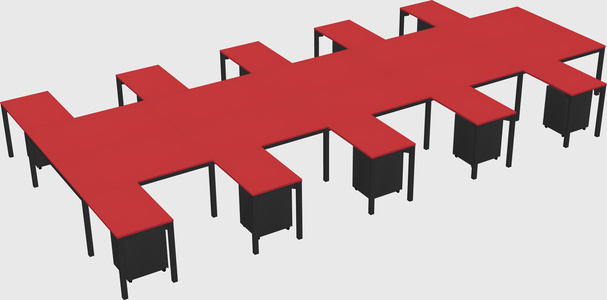 Shared l-shaped desk