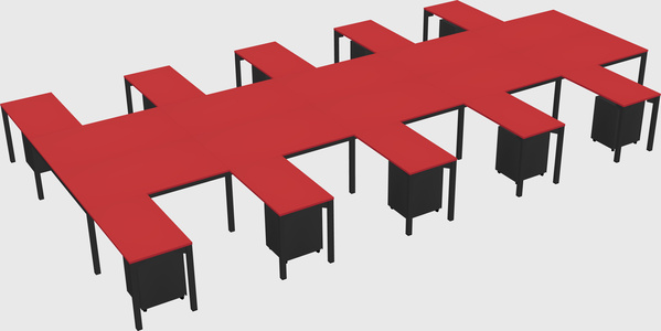 Shared l-shaped desk