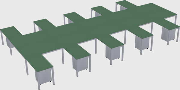 Shared l-shaped desk