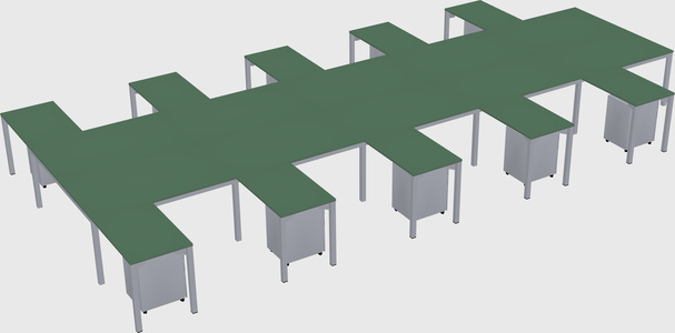 Shared l-shaped desk