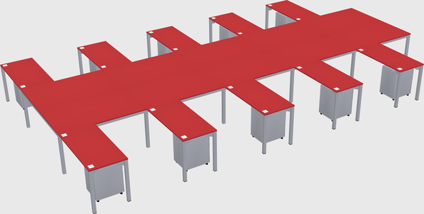 Shared l-shaped desk