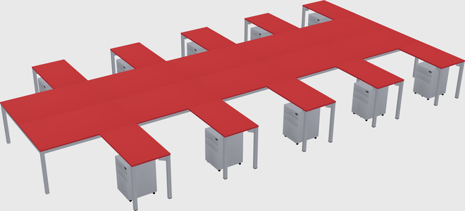 Shared l-shaped desk